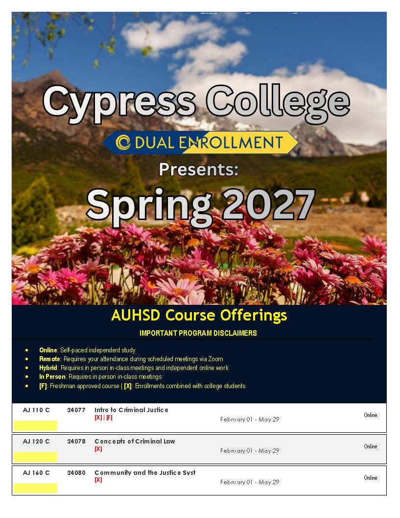 2027 Spring Course Flyer